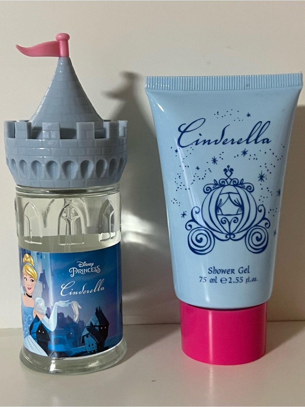 2 Piece Set Disney Cinderella Light Blue & Pink Shower Gel and Fragrance Duo